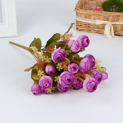 The branch of pure handmade plastic silk flower field set European tea bud living room hotel decorative props