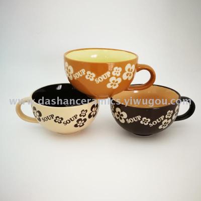 Coffee color series ceramic cup double color hand-painted retro creative process