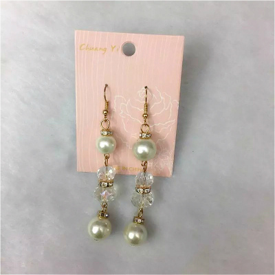 Fashion crystal pearl earrings small rings all-match lady temperament