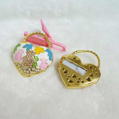 Metallic jewelry jeweled with diamond handbag heart U disk brightly-colored diamond jewelry enough U disk