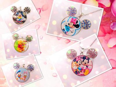 Metal jewelry set with diamond necklace cartoon U disk jewelry animal world Disney Mickey Mouse U disk