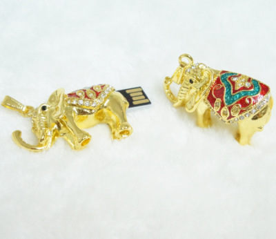 Metal set diamond jewelry U disk metal cartoon elephant U disk gift U disk manufacturer direct selling