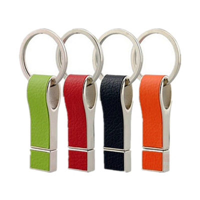 Factory wholesale keychains holster leather U disk metal cortical creative gifts