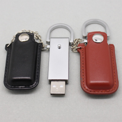 Leather case U disk high-grade leather advertisement U disk customized LOGO supplied by shenzhen manufacturer