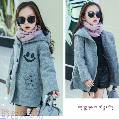 The spring and Autumn period, the new girl children short winter overcoat girl smile warm wool coat thick Korean