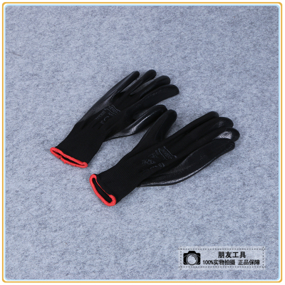 Black Nylon Butyronitrile Rubber Hanged Impregnated Protective Gloves Semi-Latex Work Gloves