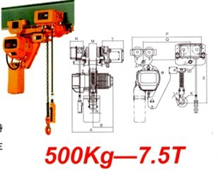 Super low hanging chain electric hoist (500KG--7.5T)