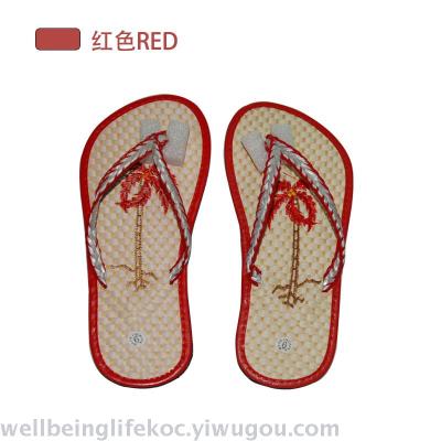 European and American popular bamboo embroidery ladies slippers / coconut cool slippers