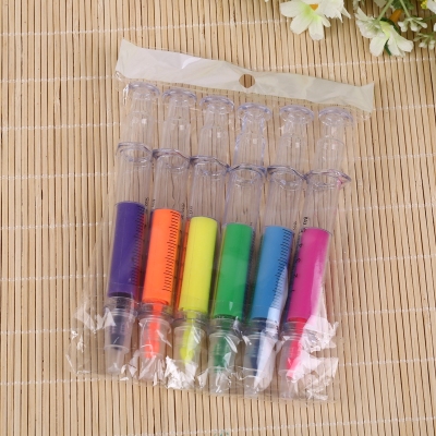 Korean Creative Stationery Realistic Injection Needle Tube Fluorescent Pen Syringe Marker Marking Pen
