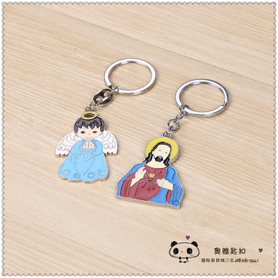 Color religion metal key buckle package lovely western fairy key chain