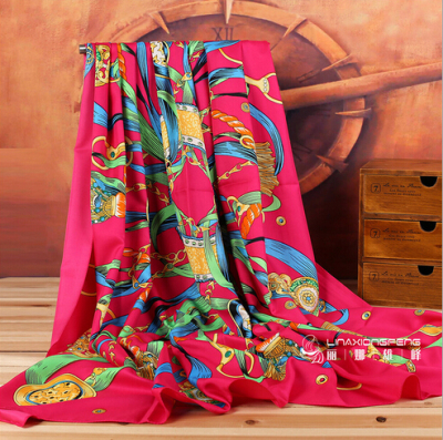 Autumn and Winter New Printed Emulation Silk Scarf Shawl Women's Square Scarf