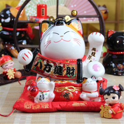 9 inch ceramic fortune cat piggy bank handicraft