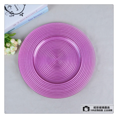 Glass Plate Electroplating Golden Edge Western Food Plate Pastry Plate Decoration Glass Plate Foreign Trade Manufacturer