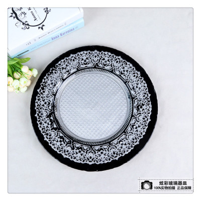 Plate glass plate practical European pattern dinner plate west tableware manufacturers direct sales