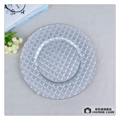Plating glass plate glass compote wedding banquet peacock color smell