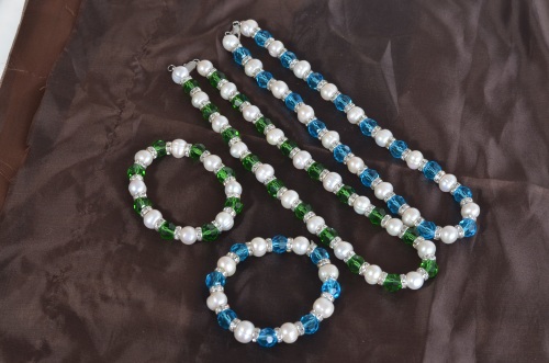 natural pearl and crystal bracelet earrings necklace foreign trade supply suit wholesale