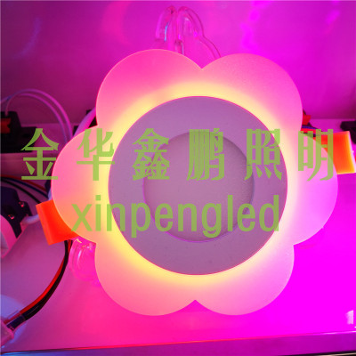 LED quincunx double color side emitting panel lamp RGB sectional dimming panel lamp