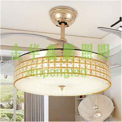 LED fan light stealth telescopic ceiling fan light remote control frequency with lamp fan