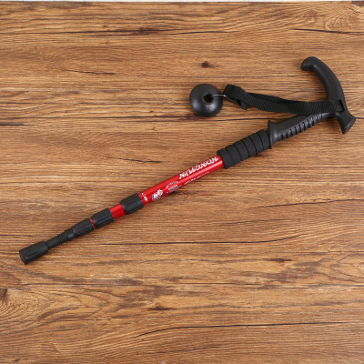 Aluminum alloy non-skid crutch for the telescopic walking stick lightweight mountaineering staff