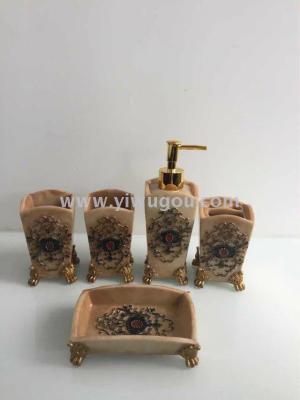 Resin crafts marble bathroom amenities style five piece bathroom