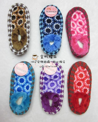 Low price spot foreign trade export sunflower knitted flannelette patchwork adult wool floor socks floor board shoes.