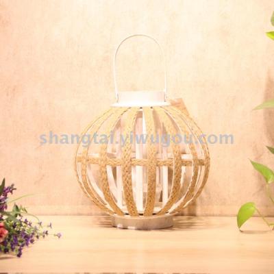 Southeast Asian Style Handmade Bamboo and Wood Woven Lantern Candlestick LK-048