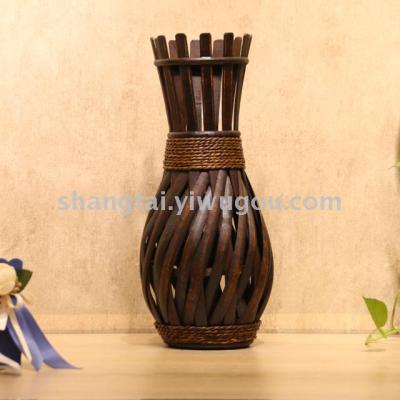 Chinese Retro Southeast Asian Style Handmade Bamboo Woven Vase Flower Flower Container A- 138