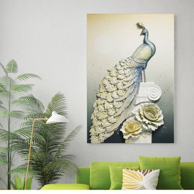 Three - dimensional relief decorative painting porch painting peacock