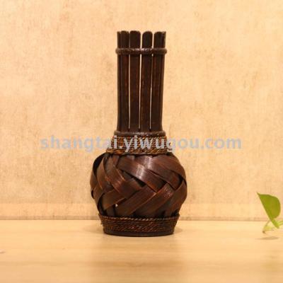Chinese Retro Southeast Asian Style Handmade Bamboo Woven Vase Flower Flower Container 09-16007