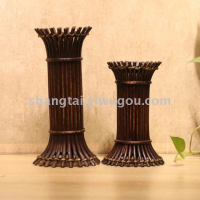 Chinese Retro Southeast Asian Style Handmade Bamboo Woven Vase Flower Flower Container 09-16019