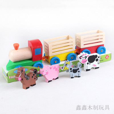 The new wood farm is two train children's simulation toys.