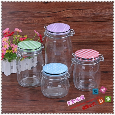 Glass Bottle with Cover Multi-Grain Milk Powder Honey Jar Small Bottle Kitchen Storage Jar