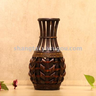 Chinese Retro Southeast Asian Style Handmade Bamboo Woven Vase Flower Flower Container 09-16016