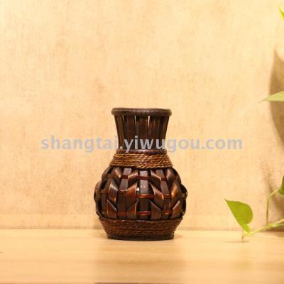Chinese Retro Southeast Asian Style Handmade Bamboo Woven Vase Flower Flower Container 09-16014