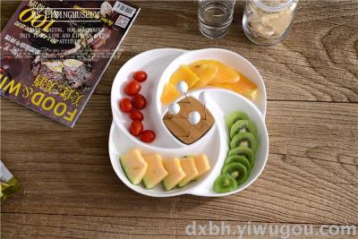 Foreign trade unique creative white ceramic fruit snacks snacks disc trays assorted cold dishes square plate