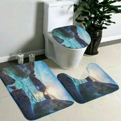 Printed toilet cover carpet three PCS