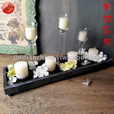 Factory direct European transparent glass candle stand fashion high goblet