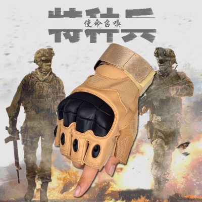 Soft shell tactical outdoor men's sport half refers to fitness combat mountain, semi-finger protective gloves.