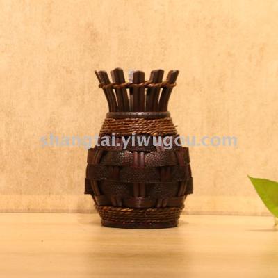 Chinese Retro Southeast Asian Style Handmade Bamboo Woven Vase Flower Flower Container 09-16001