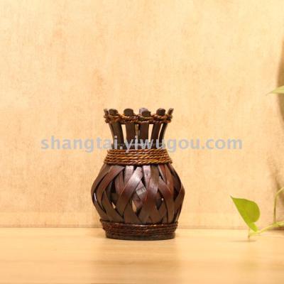 Chinese Retro Southeast Asian Style Handmade Bamboo Woven Vase Flower Flower Container 09-16002
