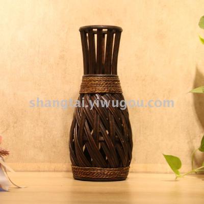 Chinese Retro Southeast Asian Style Handmade Bamboo Woven Vase Flower Flower Container X00138