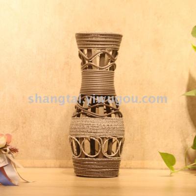 Chinese Retro Southeast Asian Style Handmade Bamboo Woven Vase Flower Flower Container CD-054