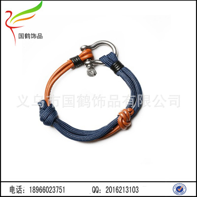 Parachute rope woven escape U type stainless steel buckle 7 core umbrella rope survival Bracelet