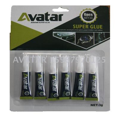 2017 AVATAR factory wholesale 6pcs/card cyanoacrylate glue/instant adhesive/super glue 3g