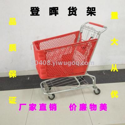 Plastic blue cart supermarket trolley cart