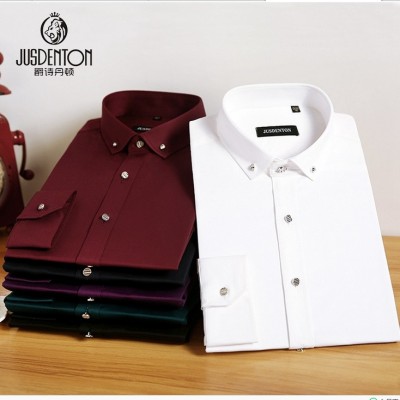 New high-end men's cotton long sleeved shirt slim dress shirt business occupation DP