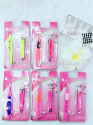 Factory direct selling beauty tool suction card f fluorescent eyebrow clip +0817 fluorescent nail clippers suit.