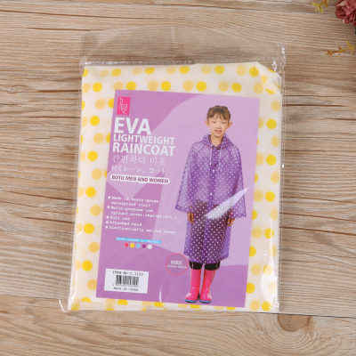 The factory sells EVA children's raincoat with raincoat and waterproof raincoat.