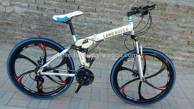 Bike 26 \"21 speed high carbon steel folding cushion land rover 3 knife 6 knife gold new bike