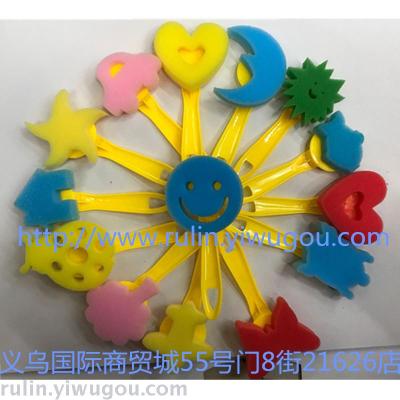 Children DIY creative painting sponge roller pattern design sponge brush finger paint tool